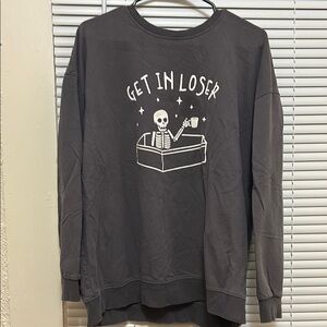 Gray Skeleton Graphic Sweatshirt